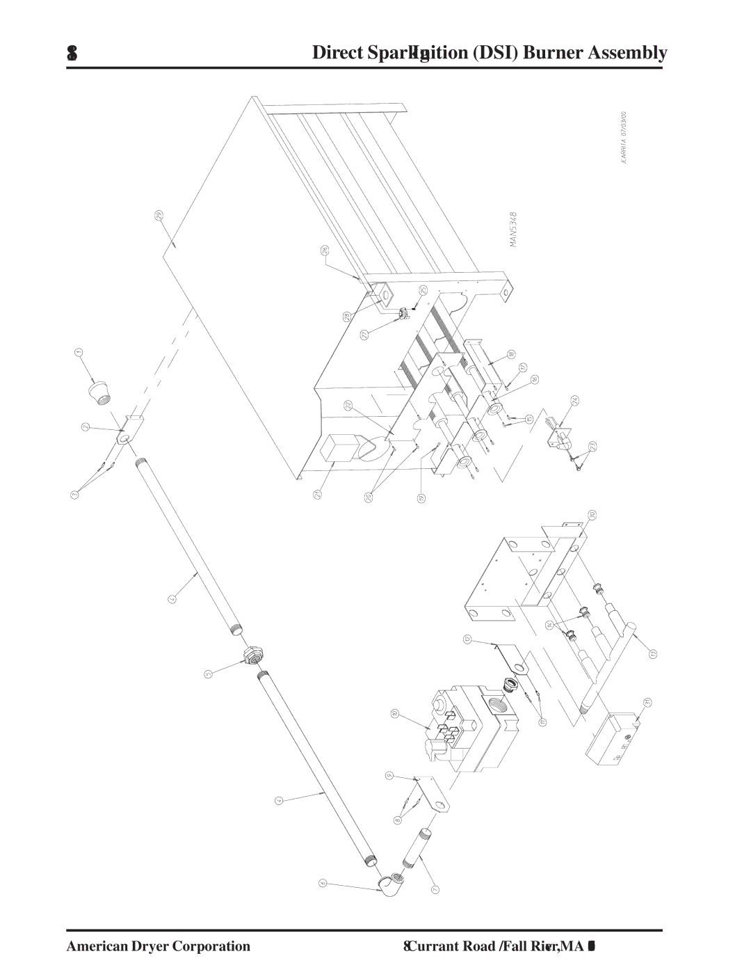 American Dryer Corp MLG-96 manual Direct Spark Ignition DSI Burner Assembly 