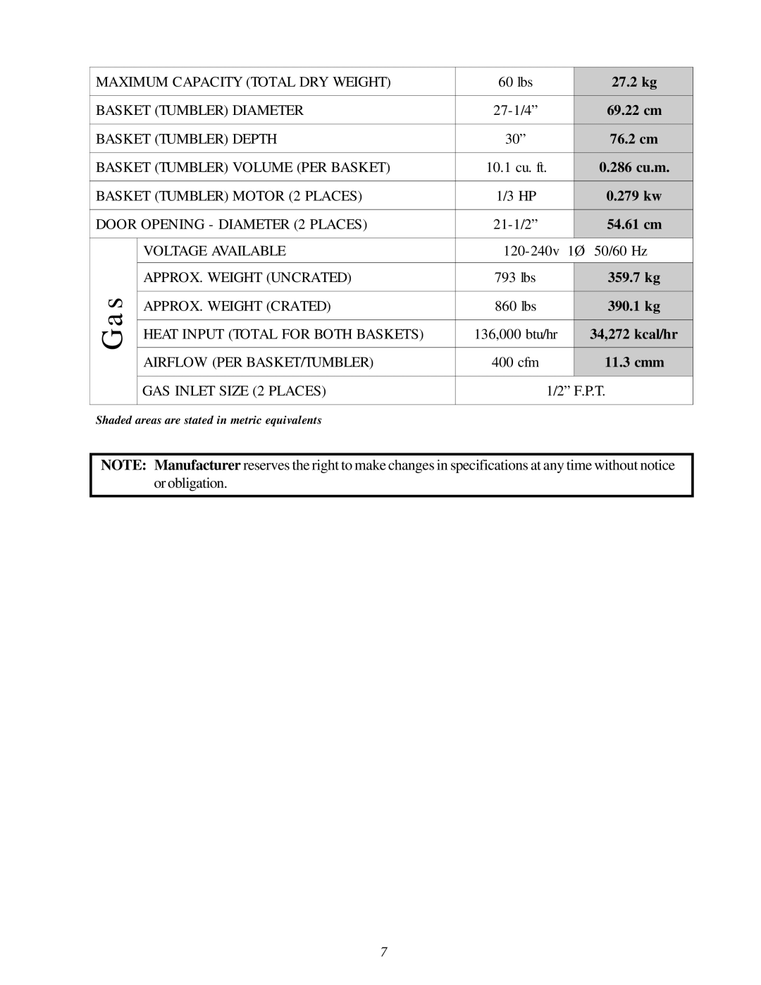 American Dryer Corp MLG31PCA installation manual Gas 