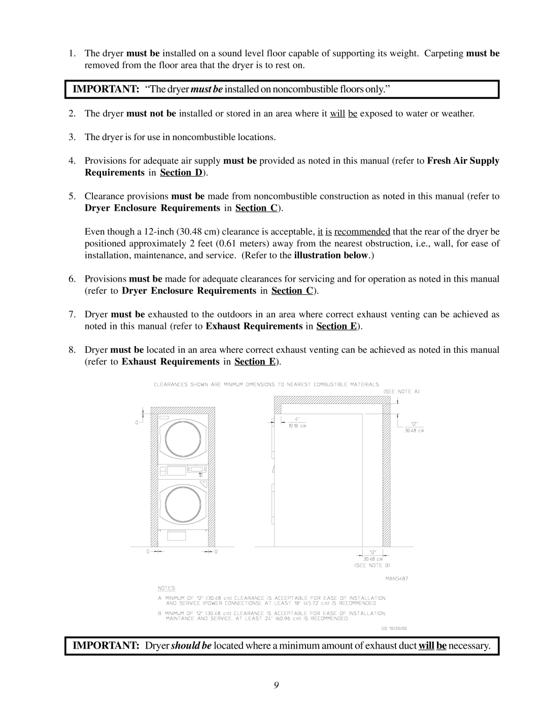 American Dryer Corp MLG31PCA installation manual 