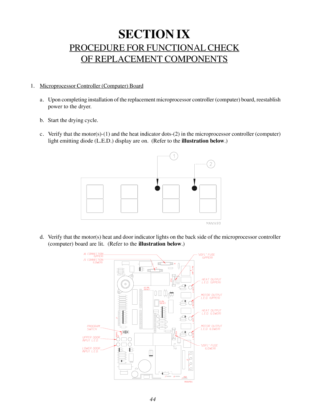 American Dryer Corp MLG31PCA installation manual Procedure for Functional Check Replacement Components 