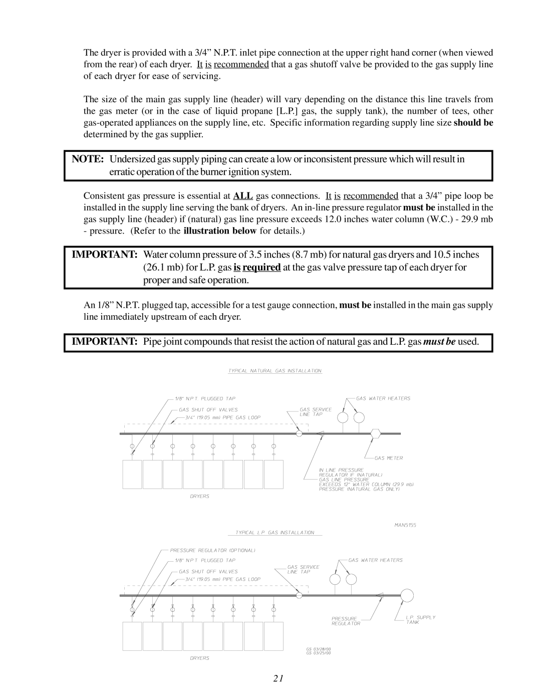 American Dryer Corp MLG32PD3 installation manual 