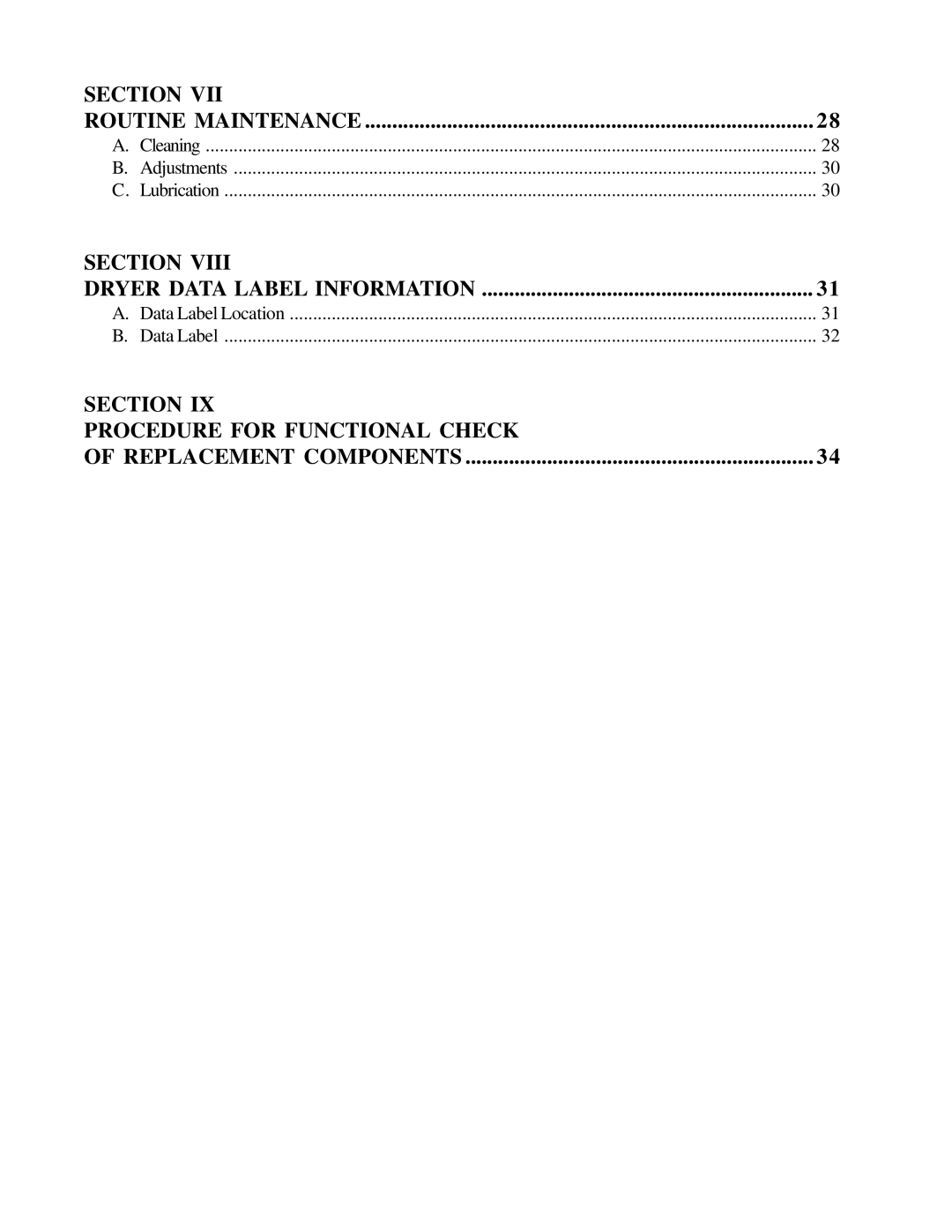 American Dryer Corp MLG32PD3 installation manual Section Procedure for Functional Check 