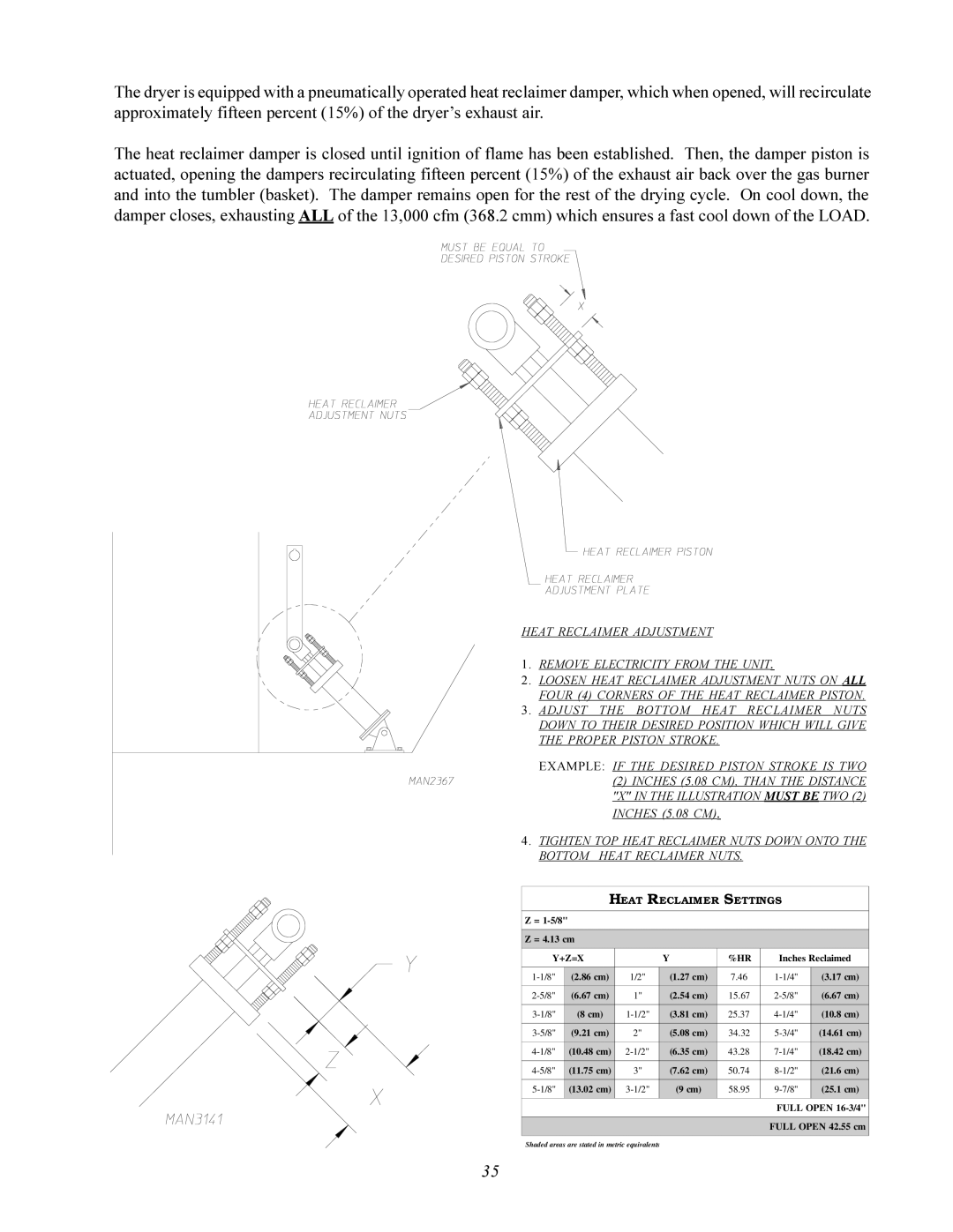 American Dryer Corp MLS-460 manual Heat Reclaimer Adjustment Remove Electricity from the Unit 