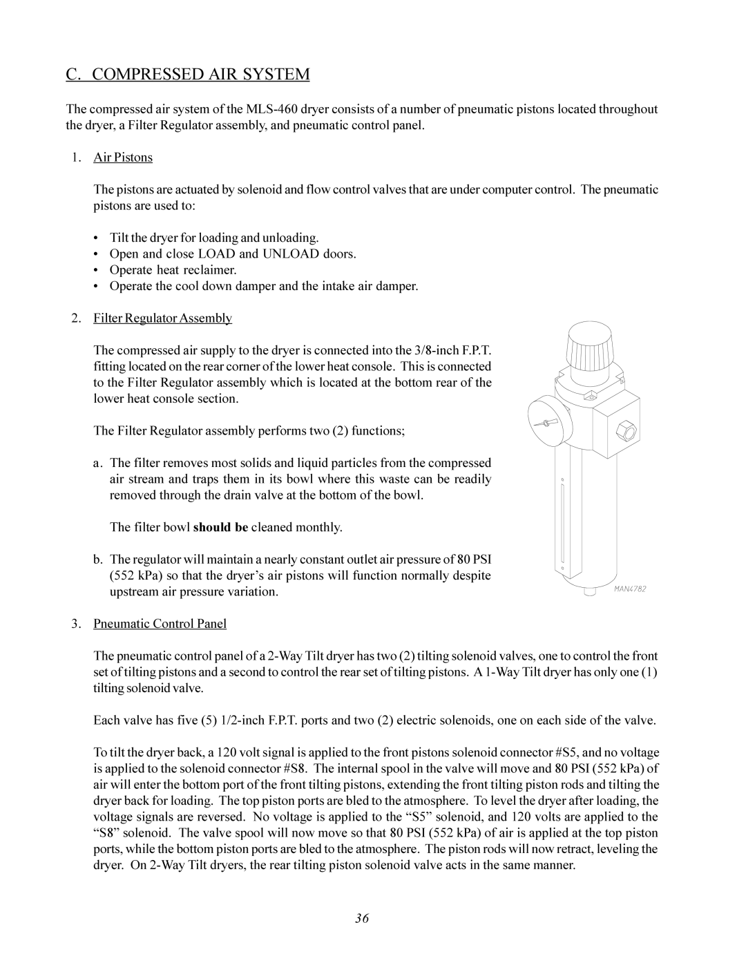 American Dryer Corp MLS-460 manual Compressed AIR System 