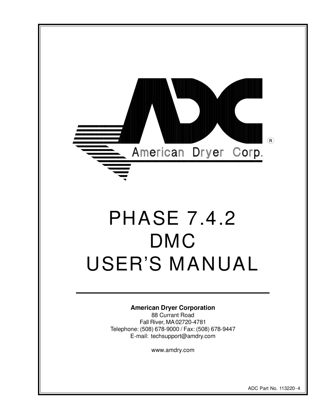 American Dryer Corp None user manual Dmc 