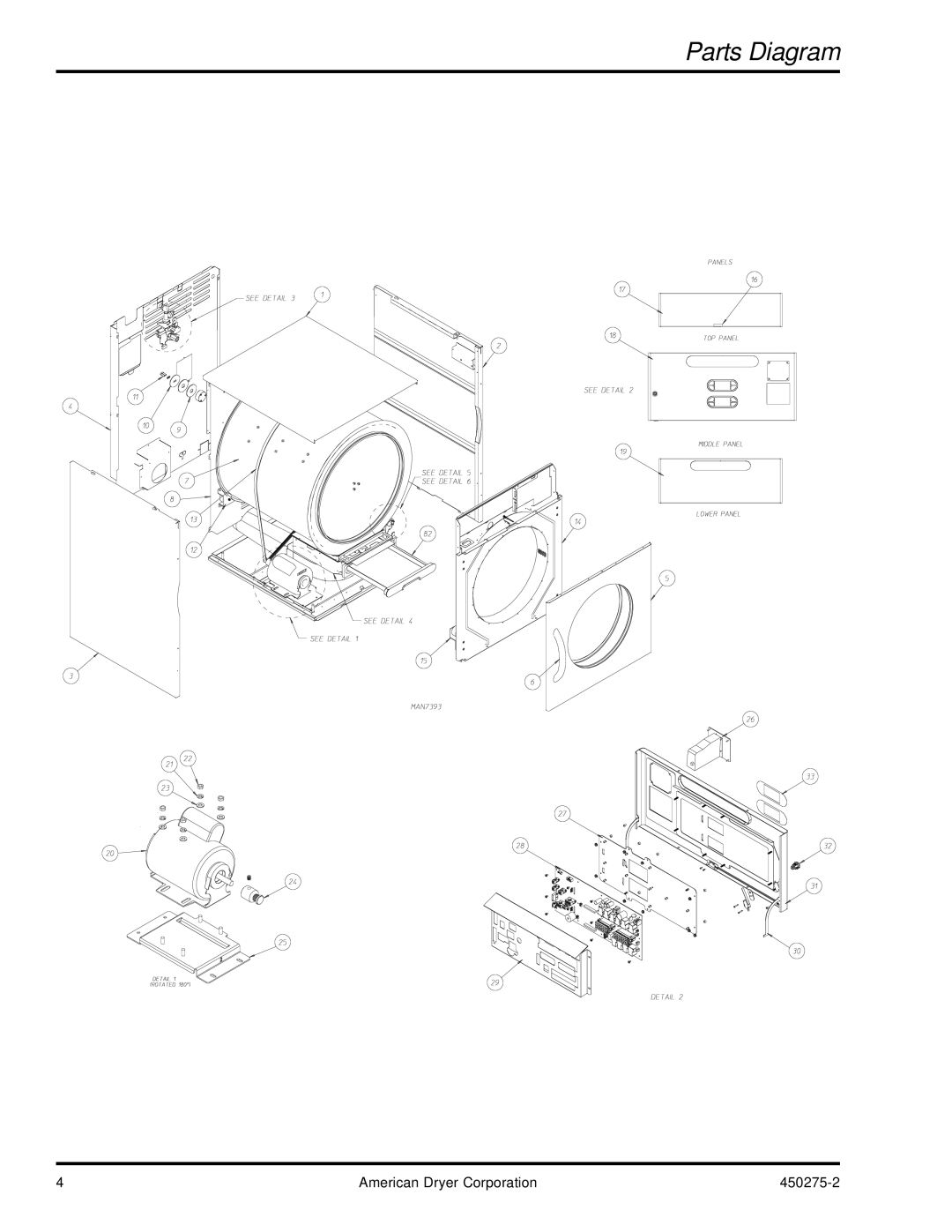 American Dryer Corp SL2020 manual Parts Diagram 