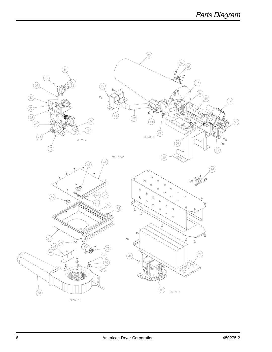 American Dryer Corp SL2020 manual Parts Diagram 