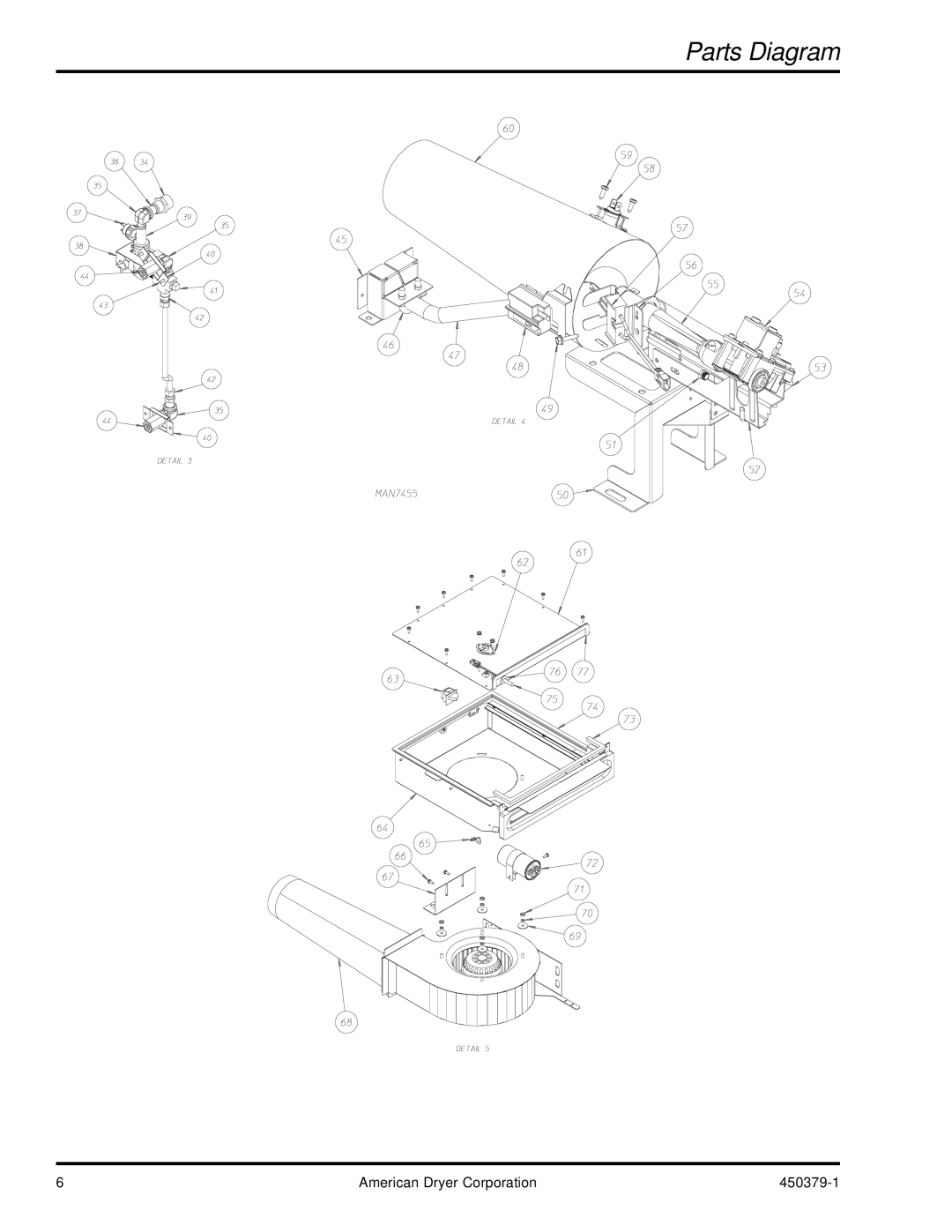 American Dryer Corp SL2929 manual Parts Diagram 