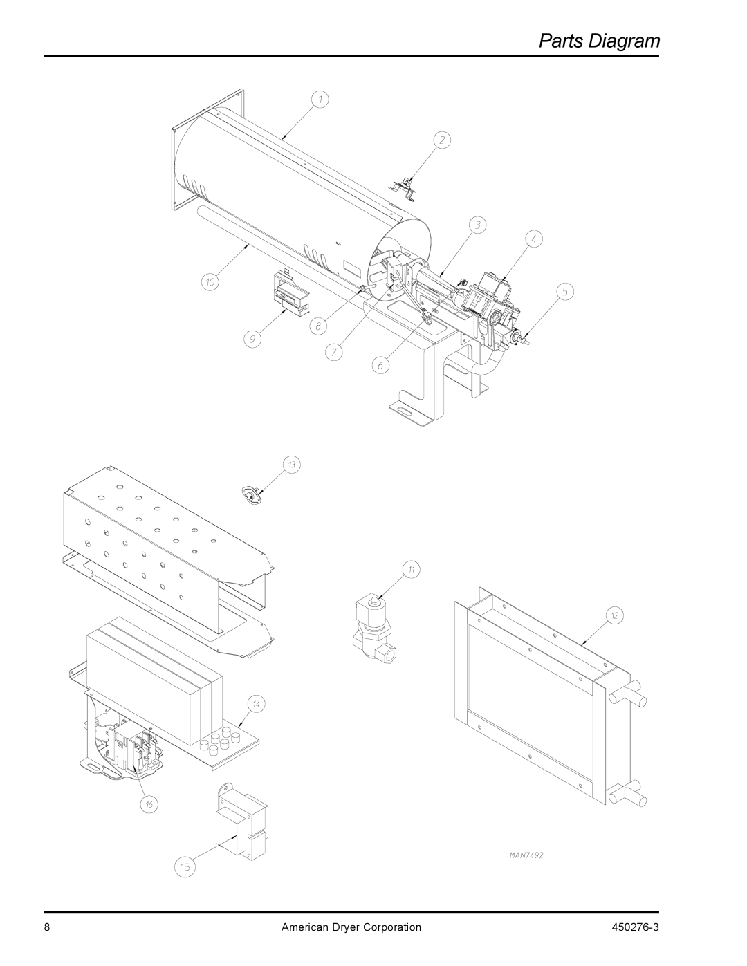 American Dryer Corp SL3131 manual Parts Diagram 