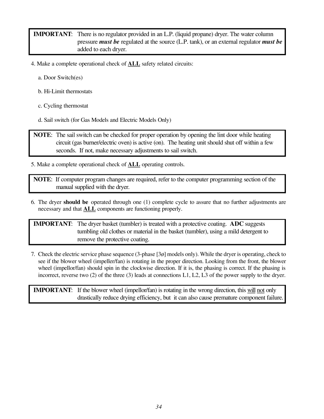 American Dryer Corp Super AD-30 manual 