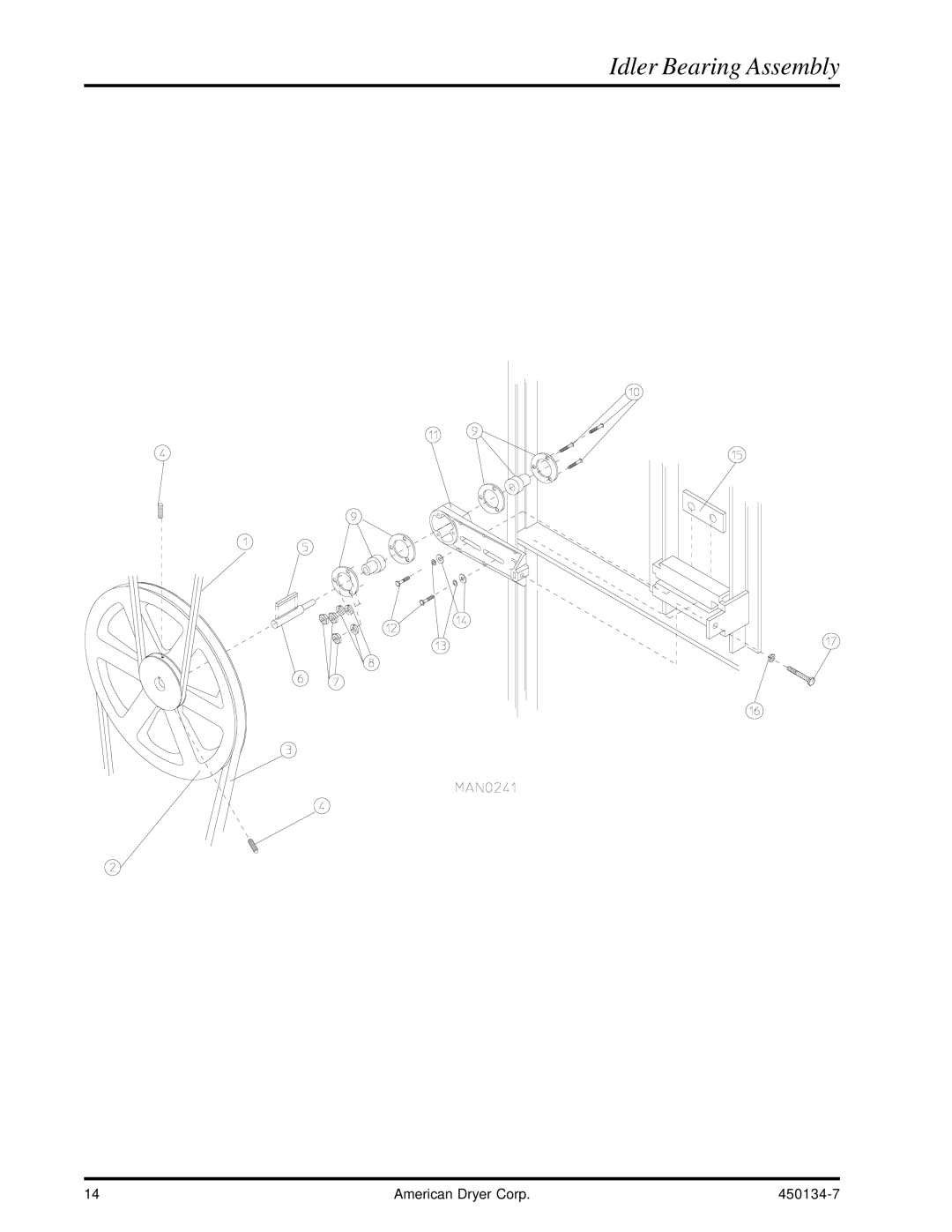 American Dryer Corp UD-80 manual Idler Bearing Assembly 