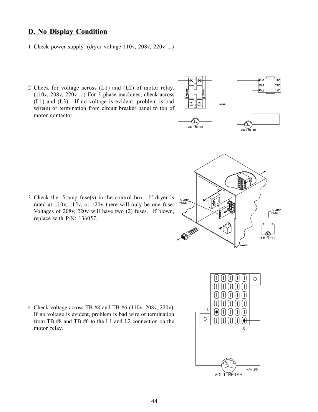 American Dryer Corp WDA-385 service manual No Display Condition 