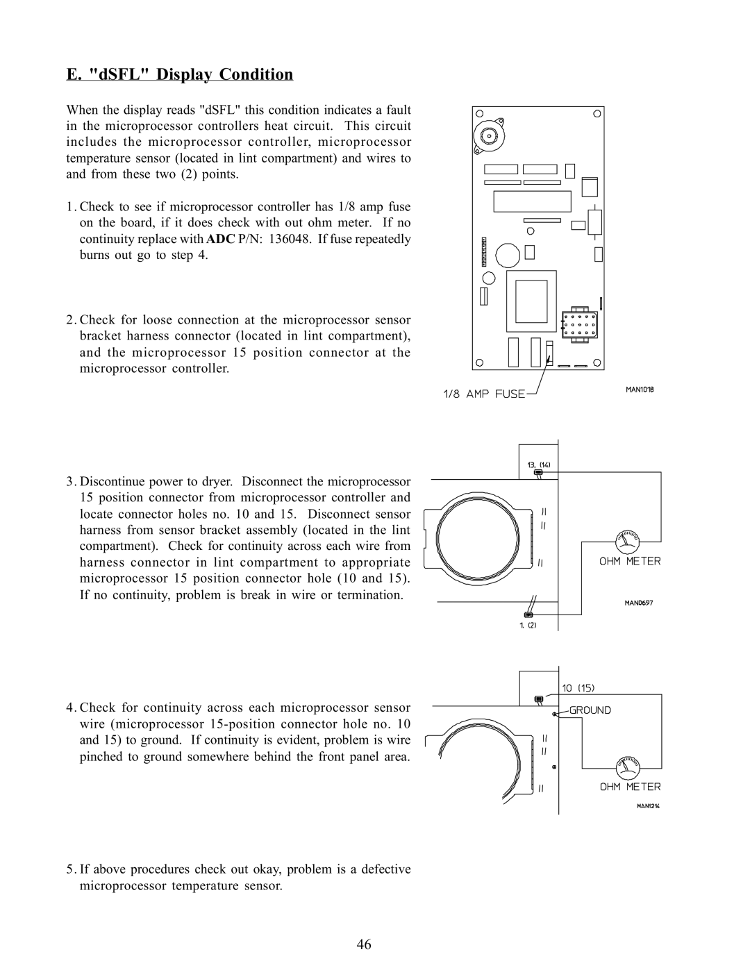 American Dryer Corp WDA-385 service manual DSFL Display Condition 