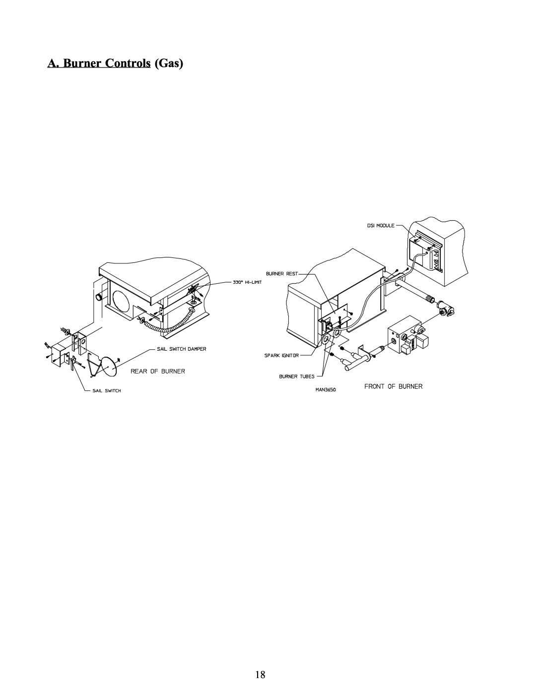 American Dryer Corp WDA-385 service manual A. Burner Controls Gas 