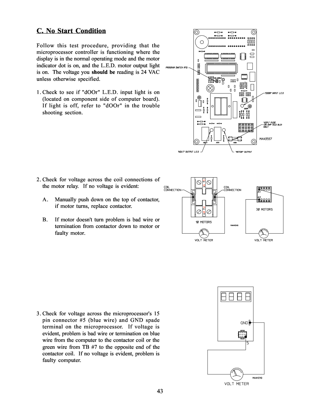 American Dryer Corp WDA-385 service manual C. No Start Condition 