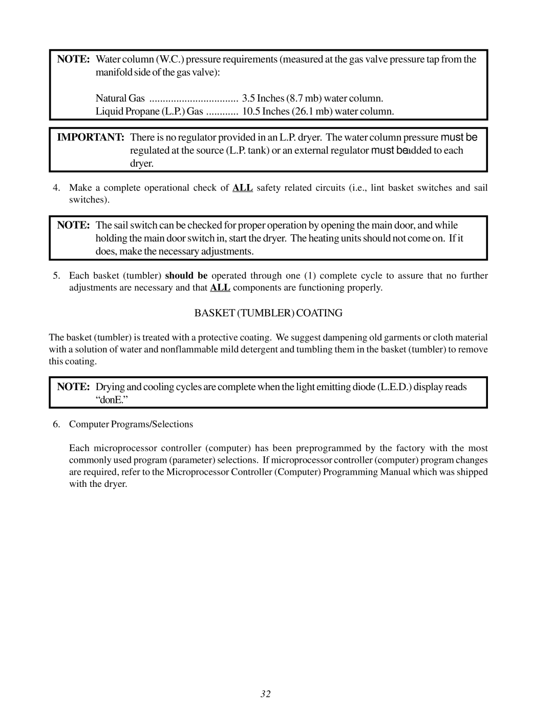 American Dryer Corp WDA-530D II, ADG-530D II installation manual Basket Tumbler Coating 