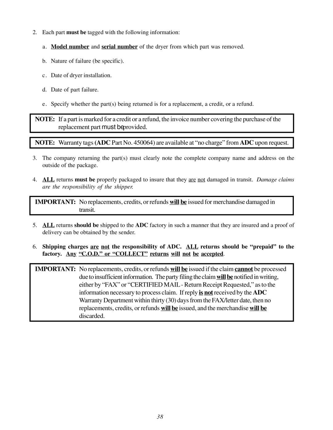 American Dryer Corp WDA-530D II, ADG-530D II installation manual 