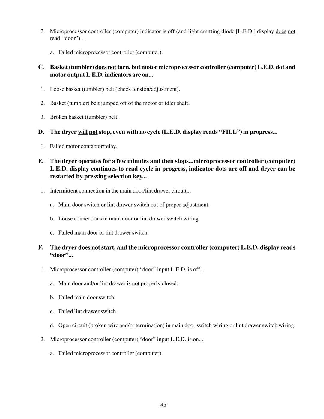 American Dryer Corp ADG-530D II, WDA-530D II installation manual Failed motor contactor/relay 