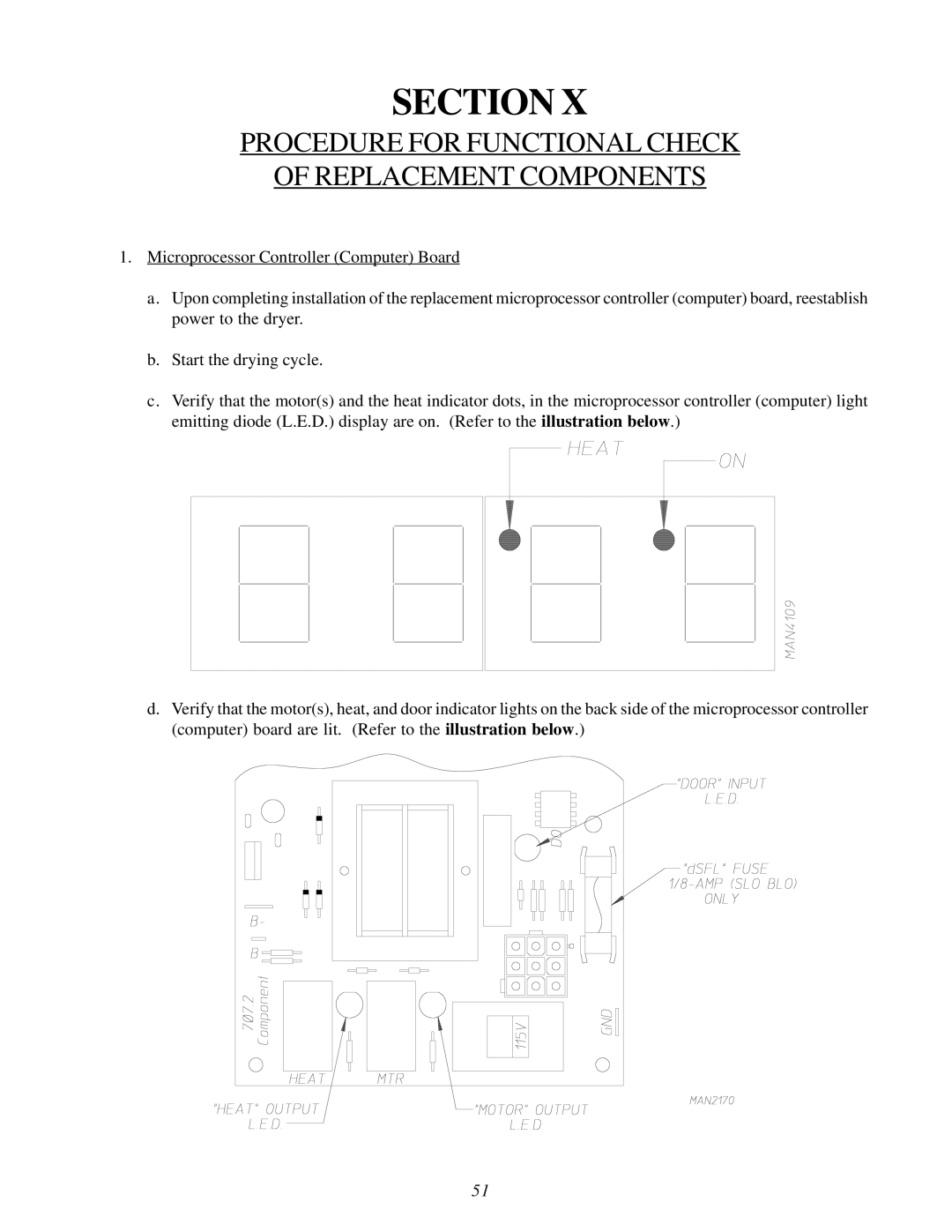 American Dryer Corp ADG-530D II, WDA-530D II installation manual Procedure for Functional Check Replacement Components 