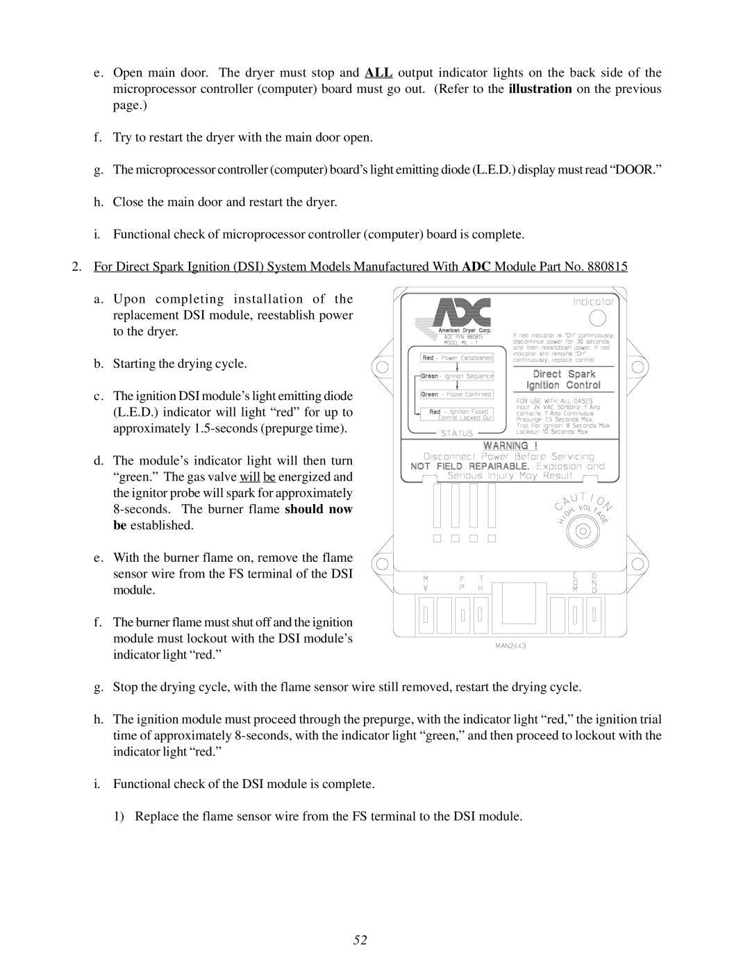 American Dryer Corp WDA-530D II, ADG-530D II installation manual 