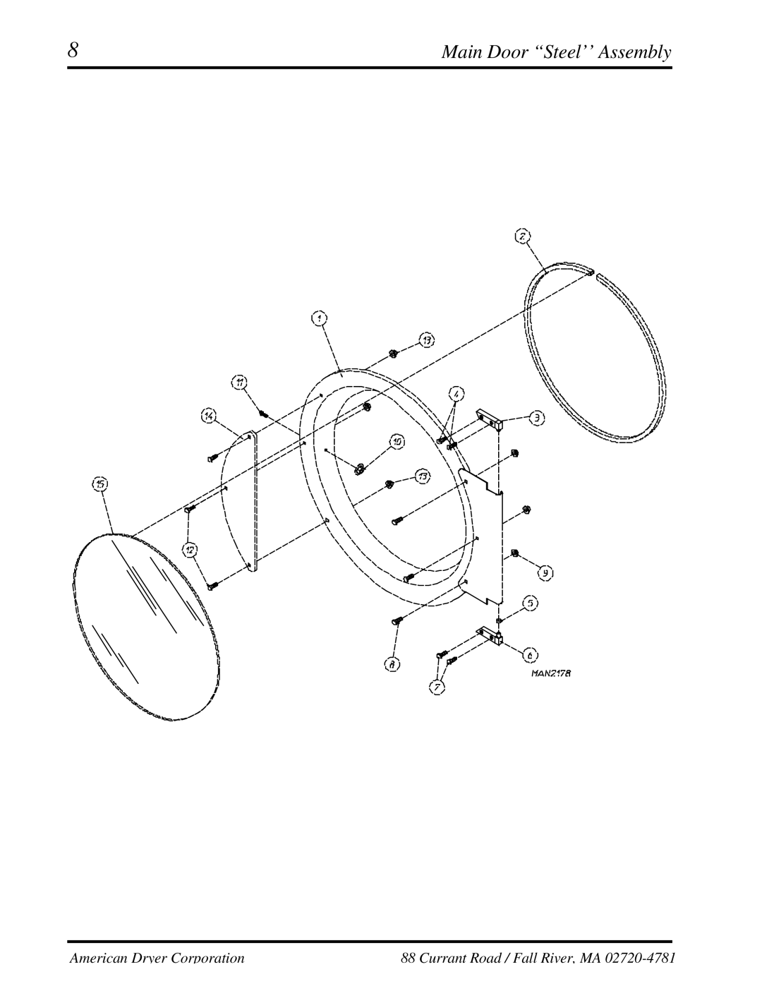 American Dryer Corp WDA-530DSi II, ADG-530DSi II manual Main Door Steel’’ Assembly 