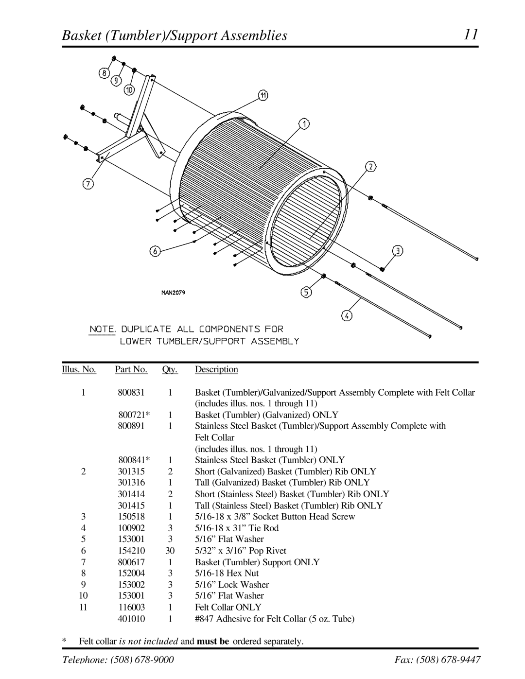 American Dryer Corp ADG-530DSi II, WDA-530DSi II manual Basket Tumbler/Support Assemblies 