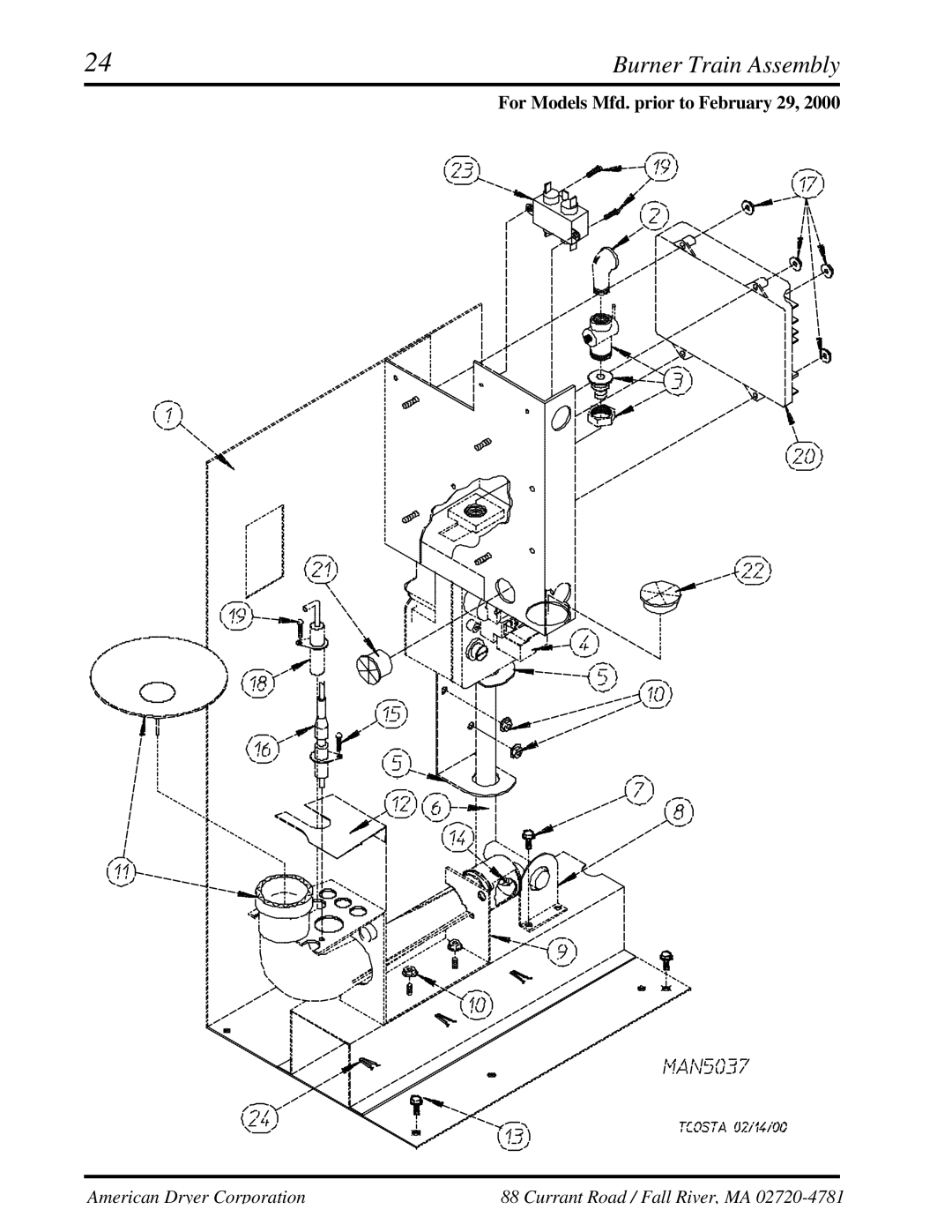 American Dryer Corp WDA-530DSi II, ADG-530DSi II manual Burner Train Assembly 