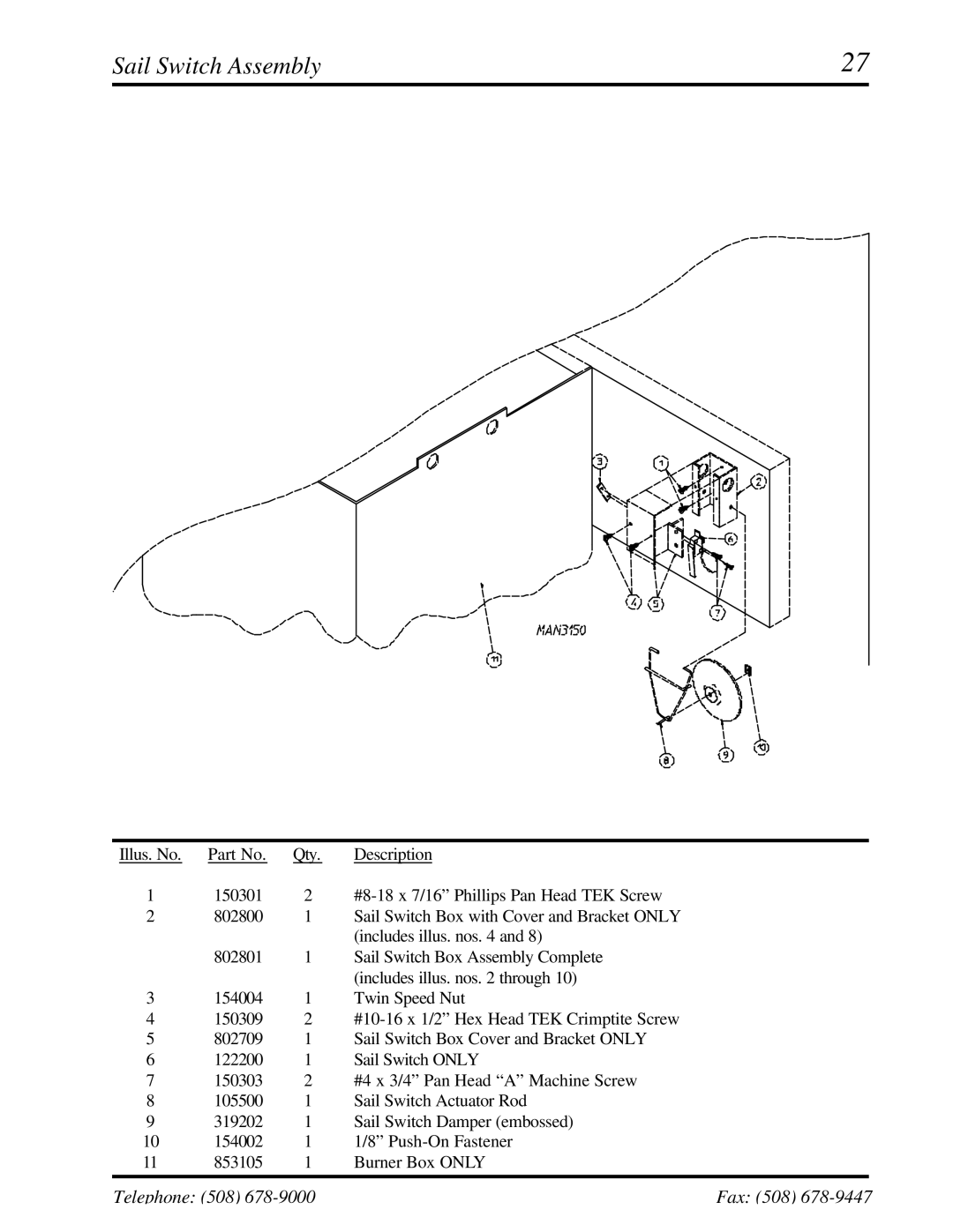 American Dryer Corp ADG-530DSi II, WDA-530DSi II manual Sail Switch Assembly 