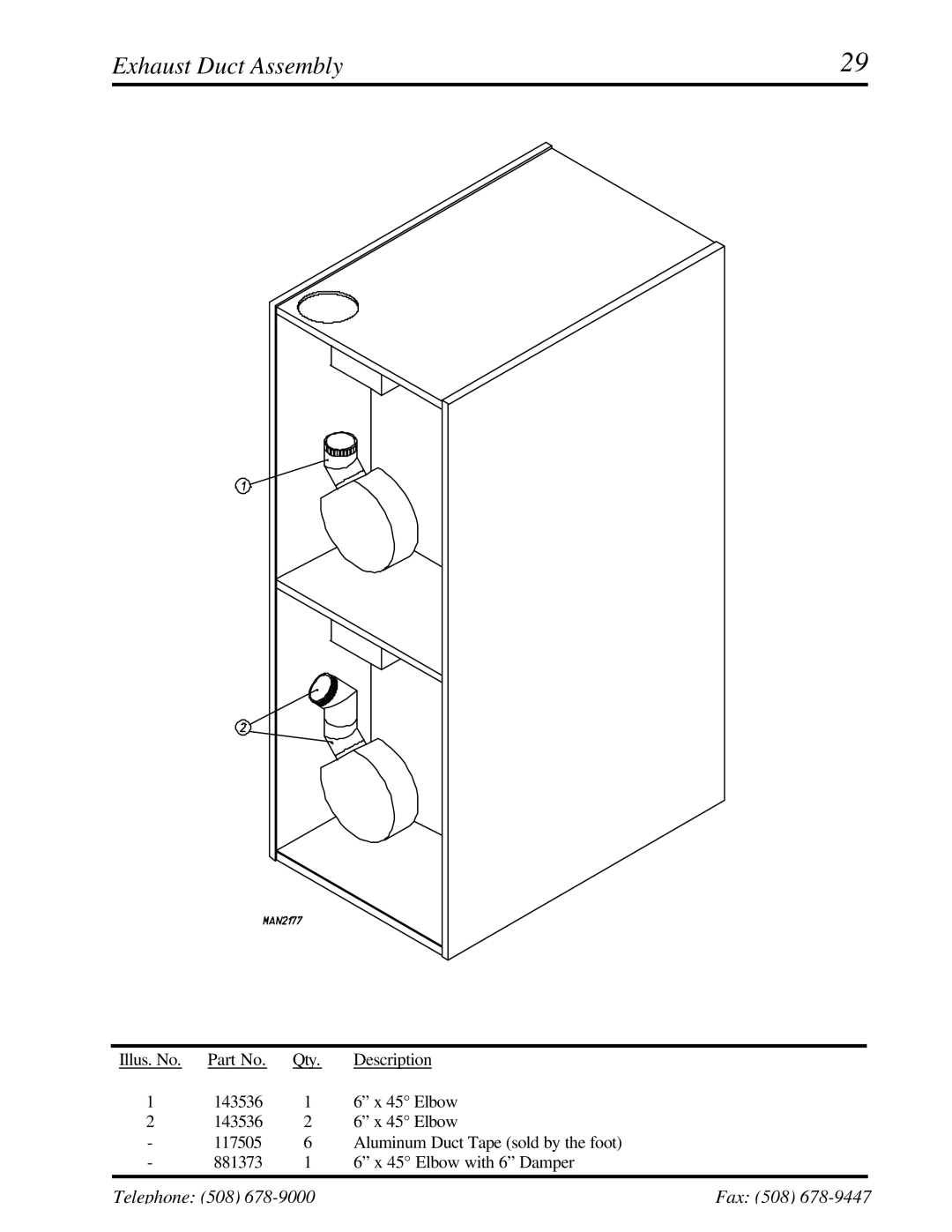 American Dryer Corp ADG-530DSi II, WDA-530DSi II manual Exhaust Duct Assembly 