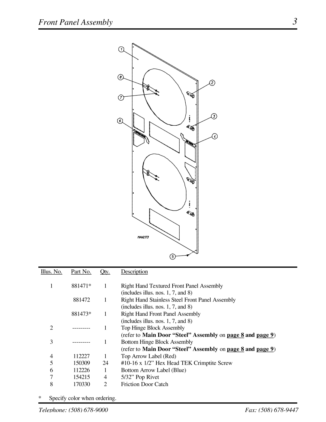 American Dryer Corp ADG-530DSi II, WDA-530DSi II manual Front Panel Assembly 