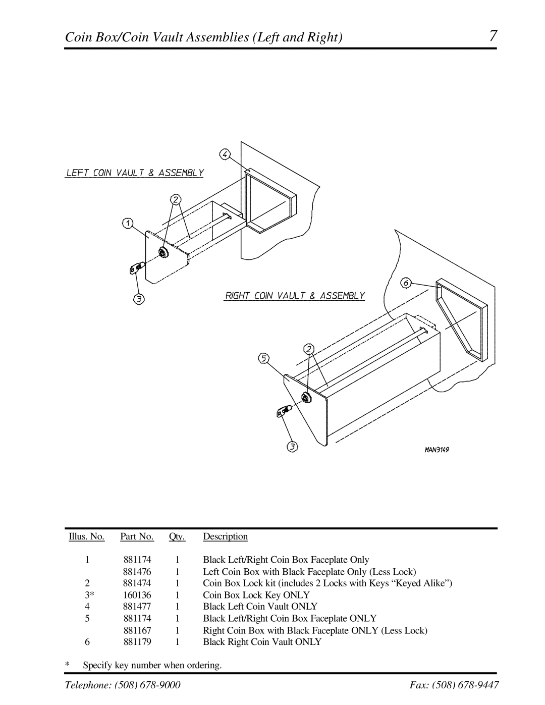 American Dryer Corp ADG-530DSi II, WDA-530DSi II manual Coin Box/Coin Vault Assemblies Left and Right 