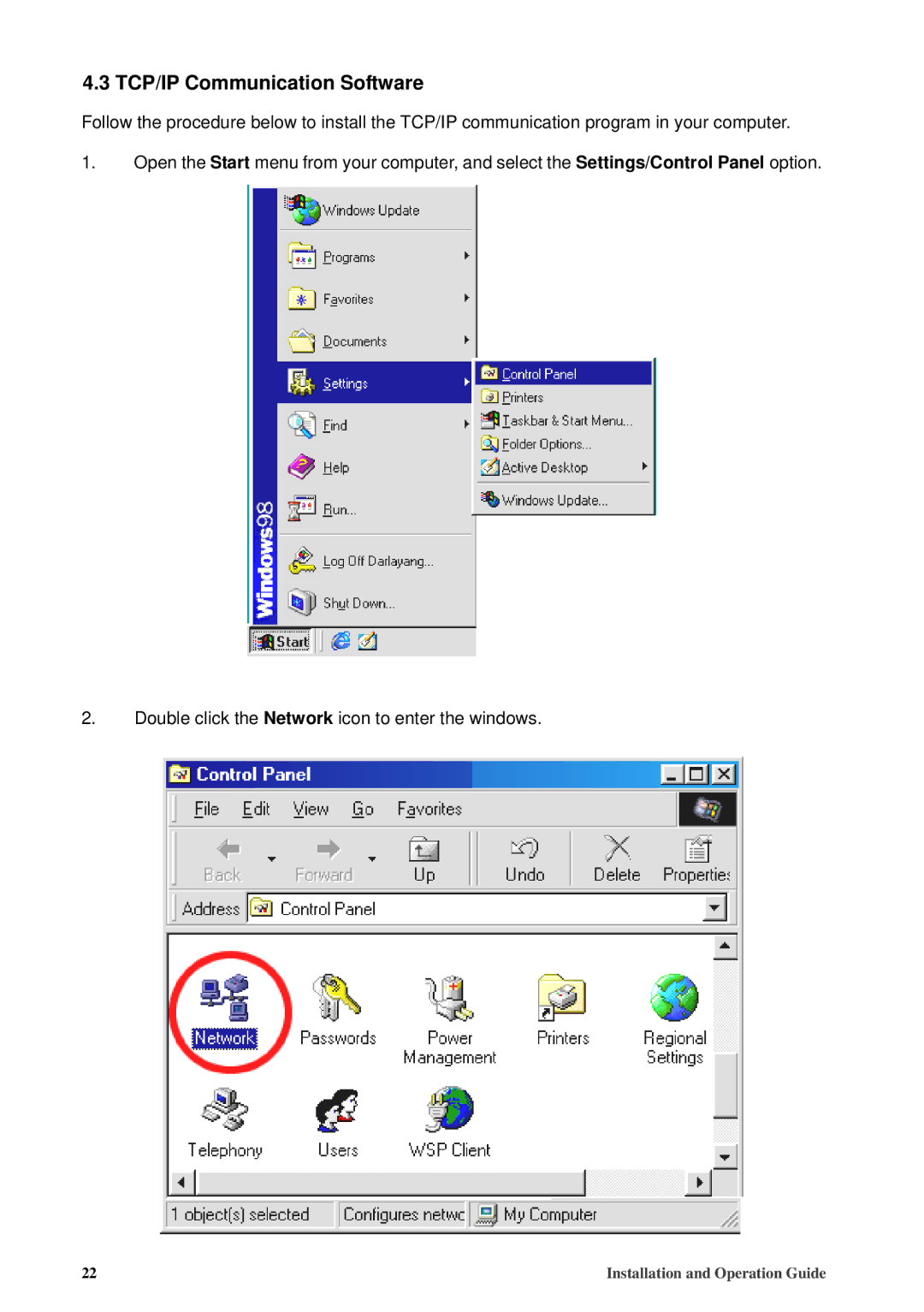 American Dynamics 8200-2646-02 B0 manual TCP/IP Communication Software 