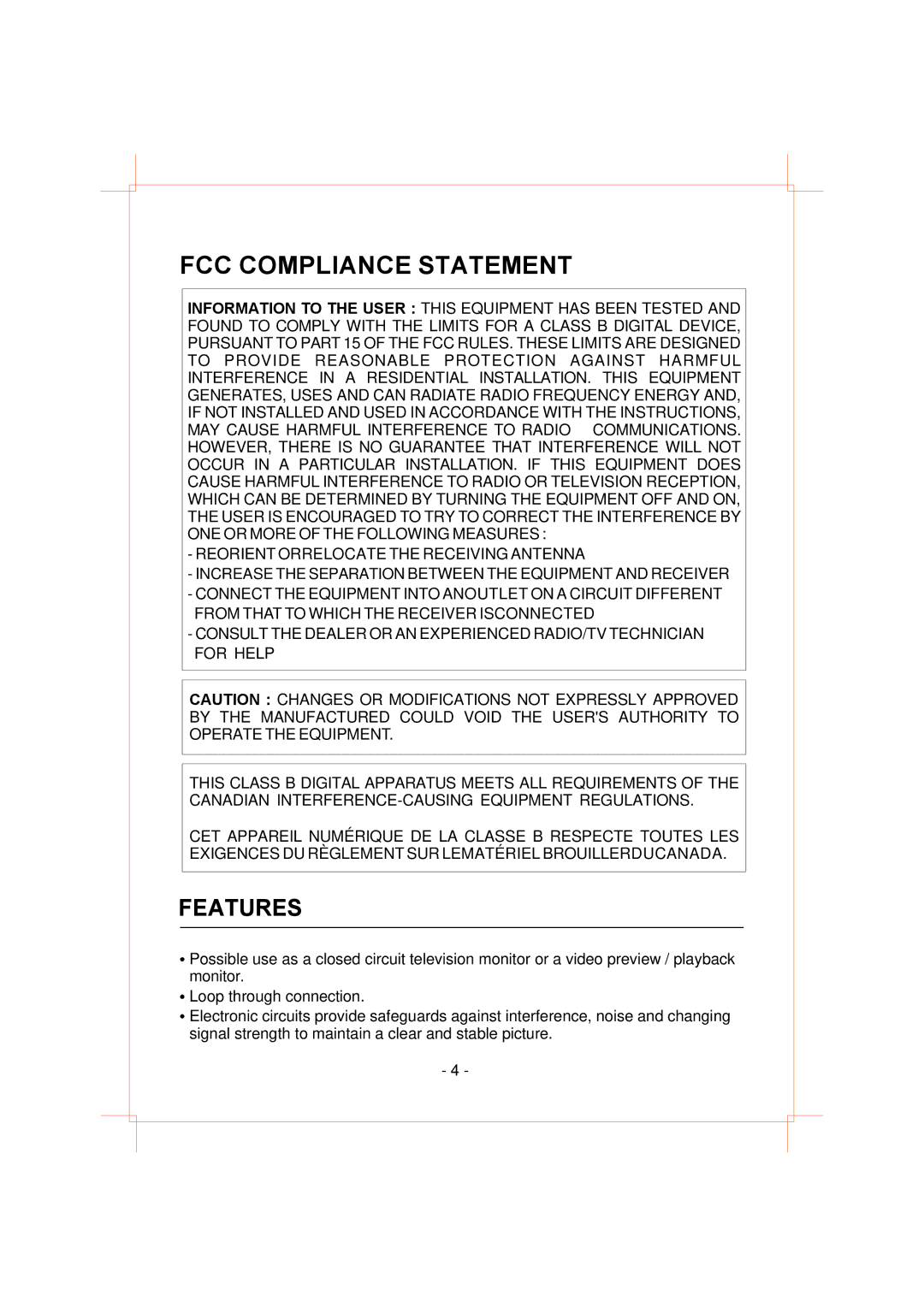 American Dynamics AD910A, AD912A instruction manual FCC Compliance Statement, Features 