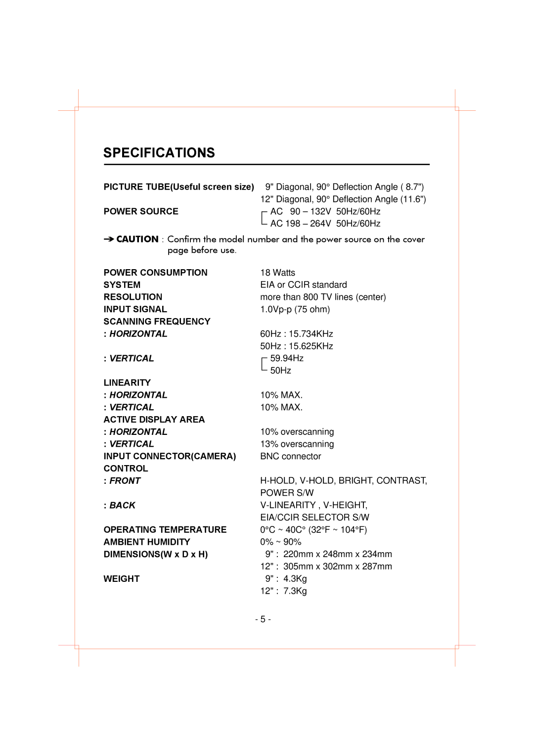 American Dynamics AD912A, AD910A instruction manual Specifications 