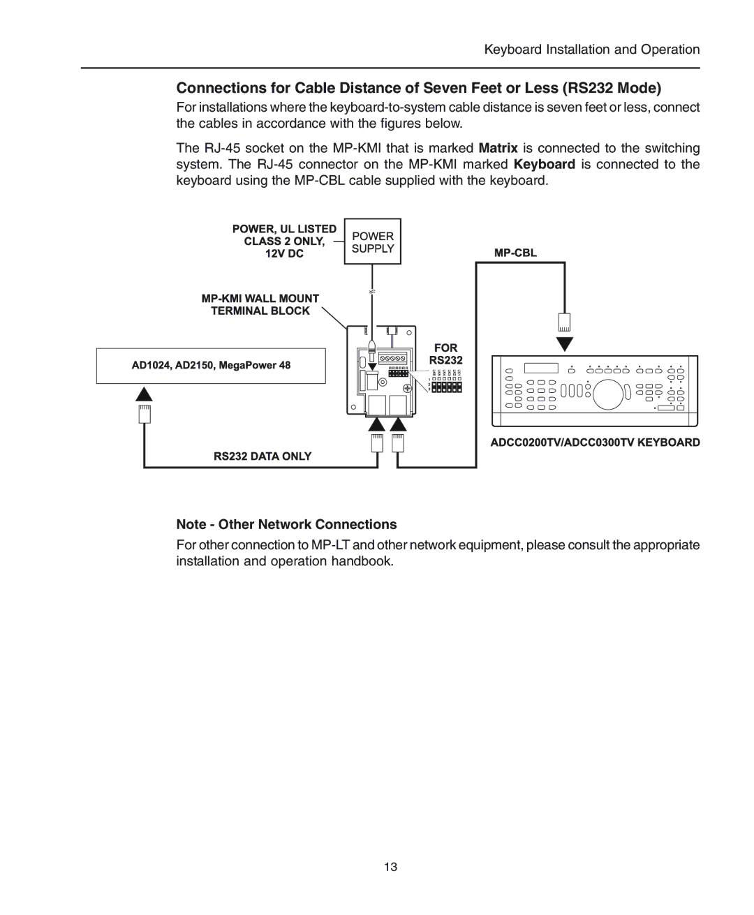 American Dynamics ADCC0300, ADCC0200 manual Keyboard Installation and Operation 