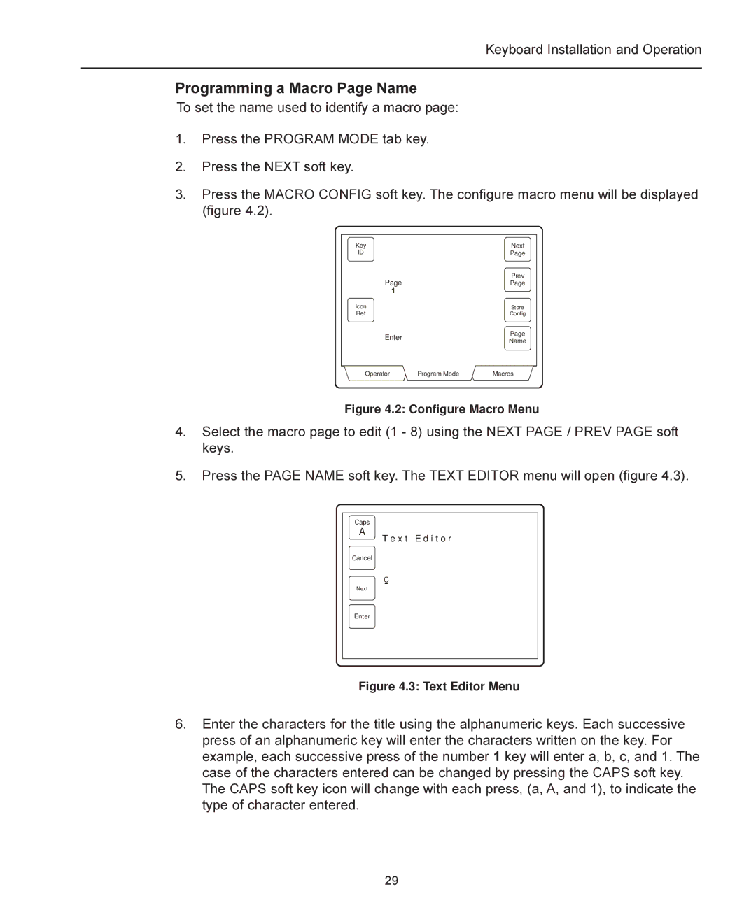 American Dynamics ADCC1100 manual Programming a Macro Page Name, Configure Macro Menu 