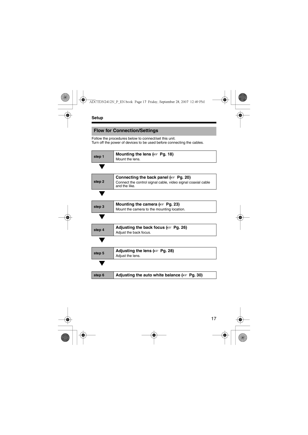 American Dynamics ADCTDN2412P, ADCTDN2412N, ADCTDN0230P manual Flow for Connection/Settings 