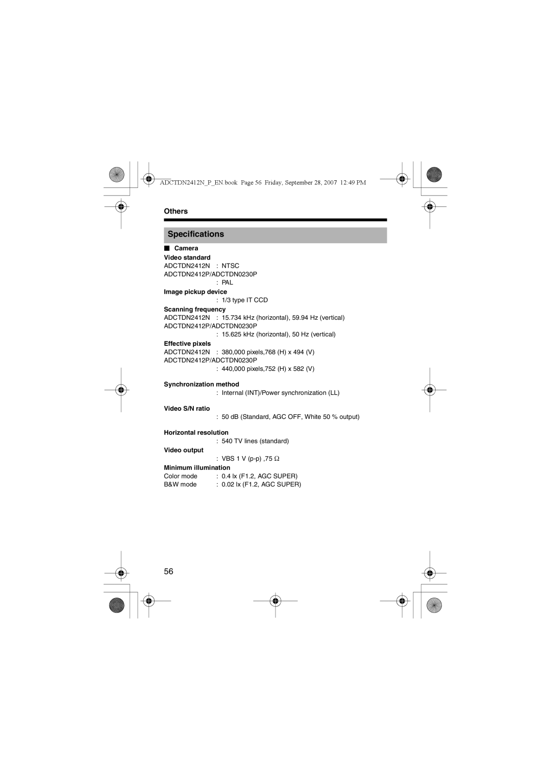 American Dynamics ADCTDN2412P, ADCTDN2412N, ADCTDN0230P manual Specifications 