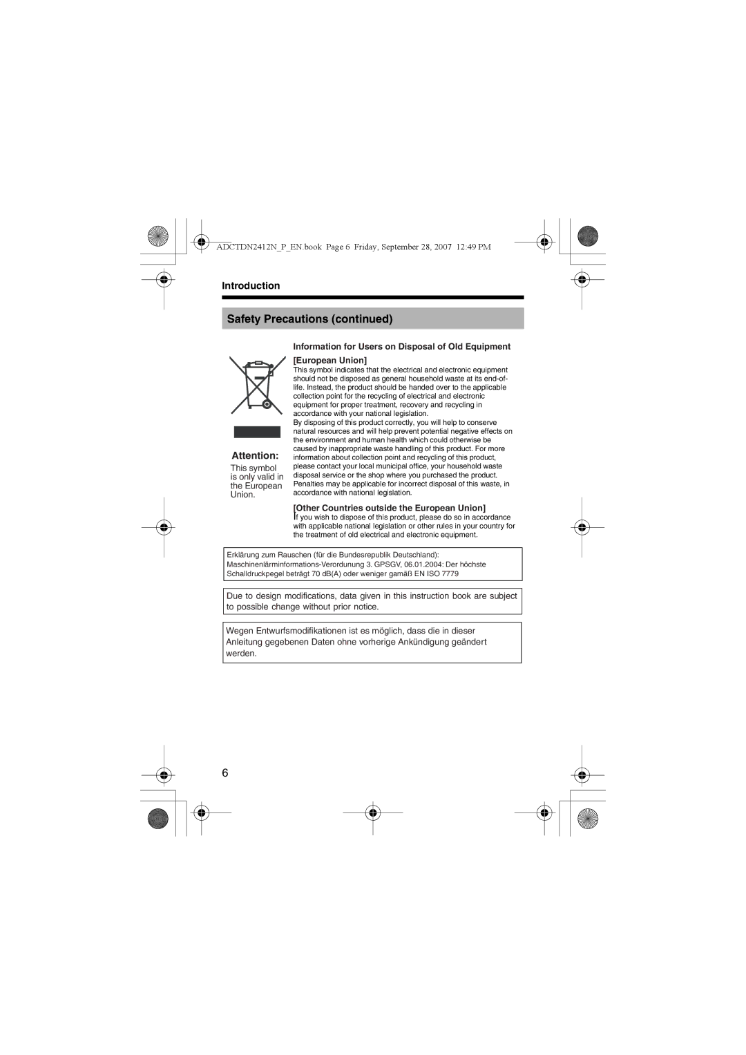 American Dynamics ADCTDN2412N, ADCTDN0230P, ADCTDN2412P manual Other Countries outside the European Union 