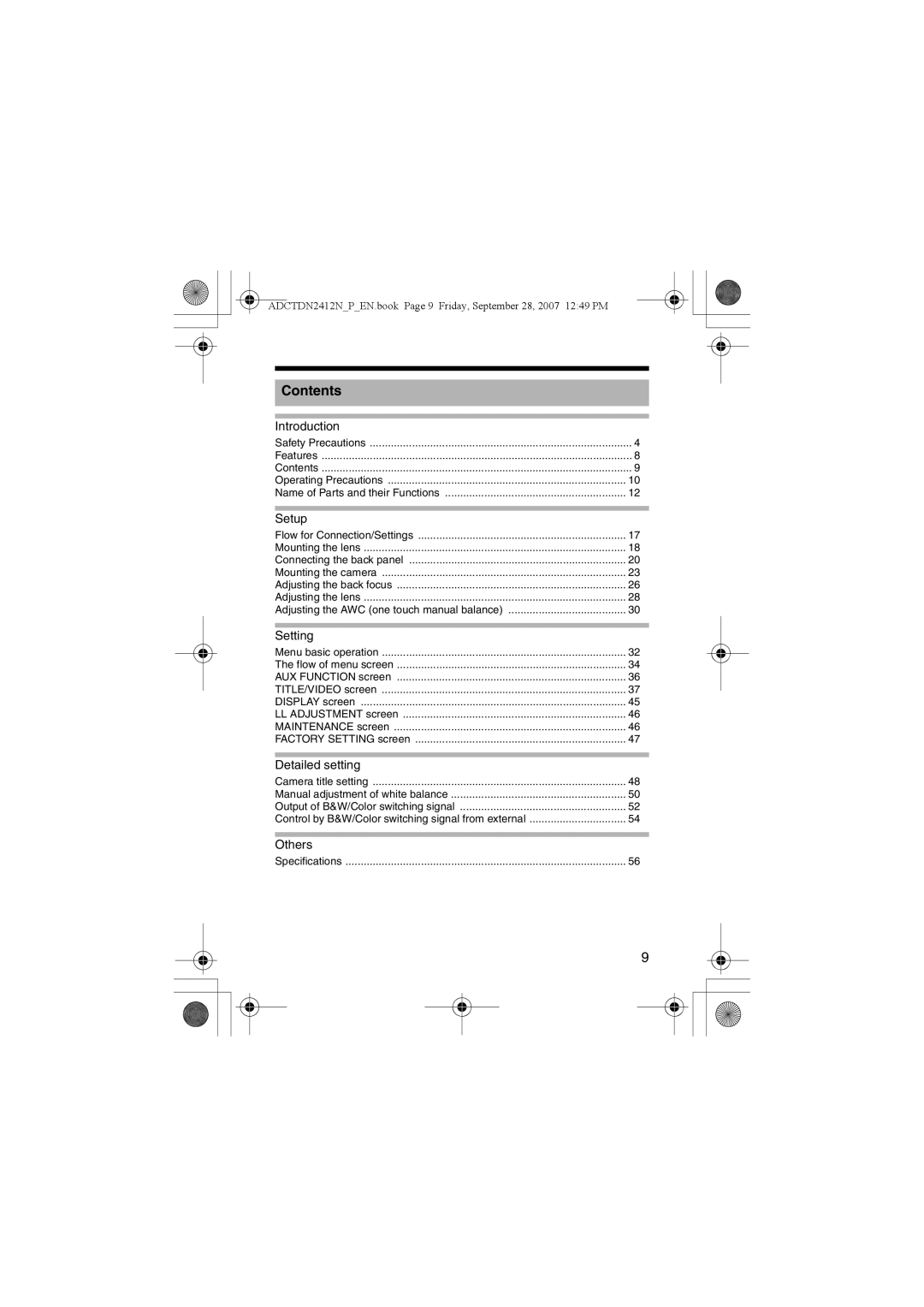 American Dynamics ADCTDN2412N, ADCTDN0230P, ADCTDN2412P manual Contents 