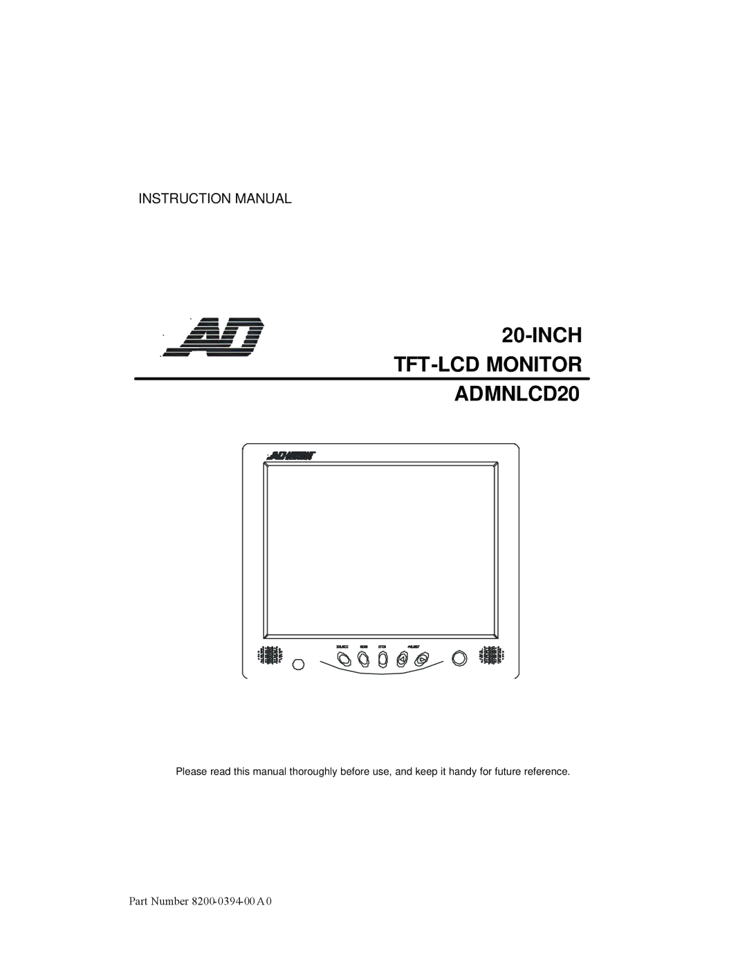 American Dynamics ADMNLCD20 instruction manual 