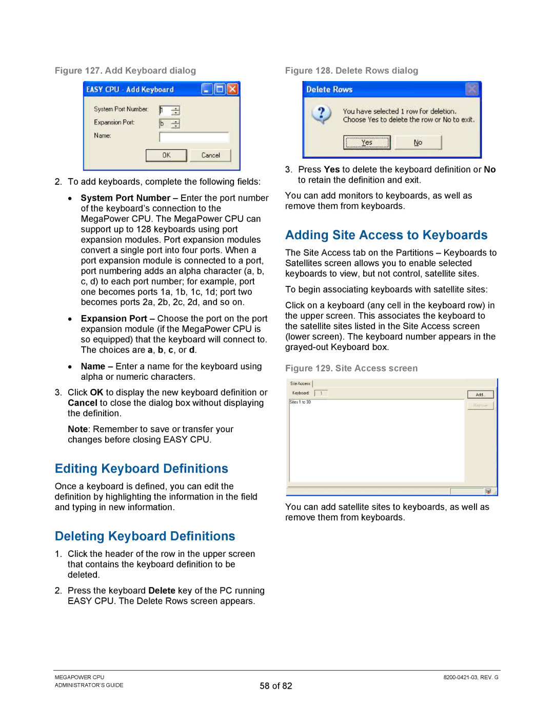 American Dynamics ADMPCPU manual Adding Site Access to Keyboards, Add Keyboard dialog 