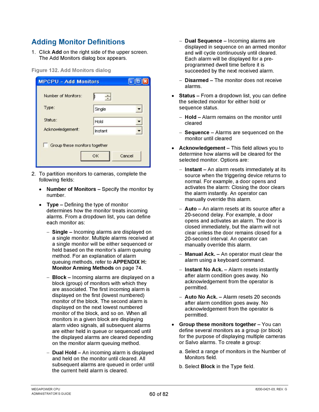 American Dynamics ADMPCPU manual Adding Monitor Definitions 