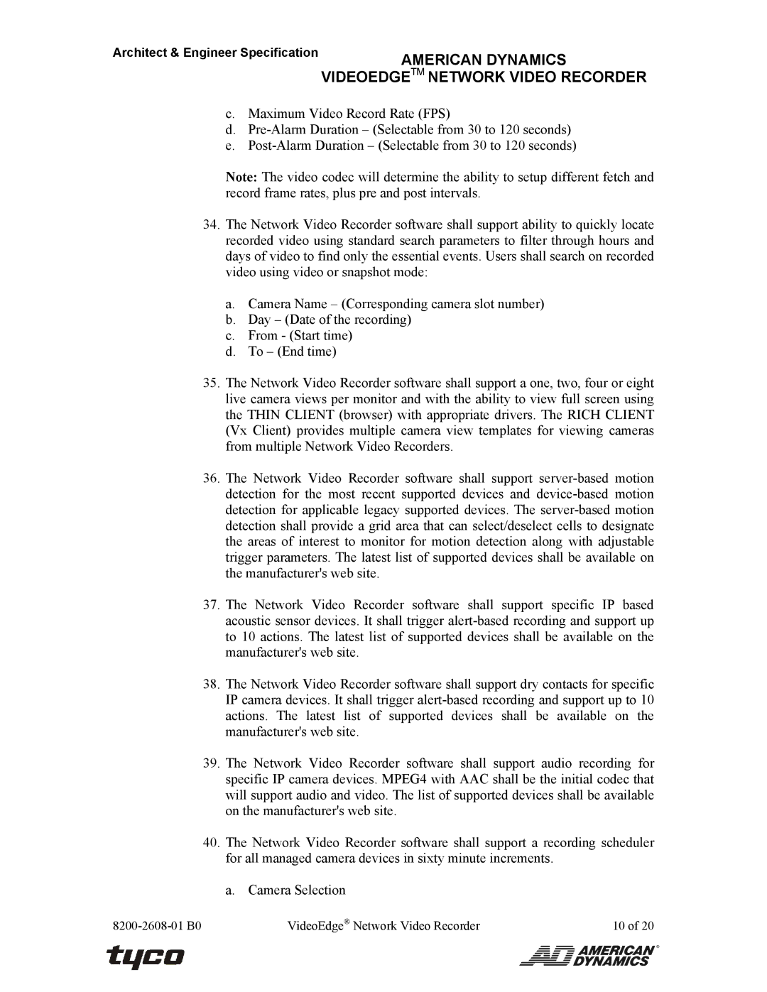 American Dynamics ADNSNVR-CL1 specifications American Dynamics 