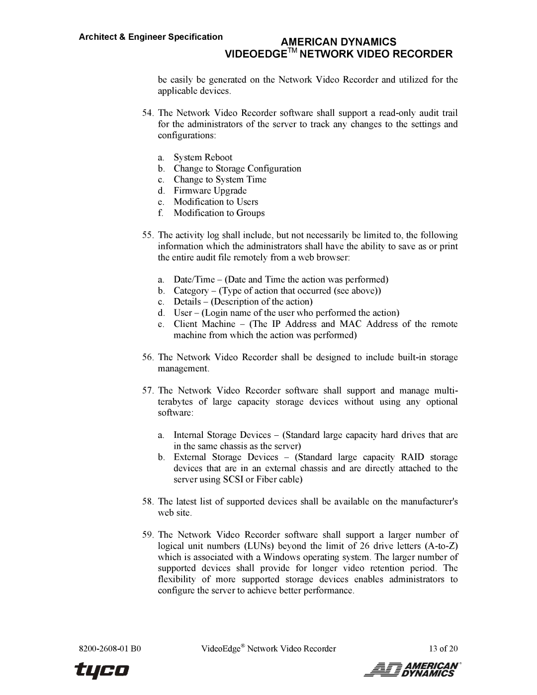 American Dynamics ADNSNVR-CL1 specifications American Dynamics 