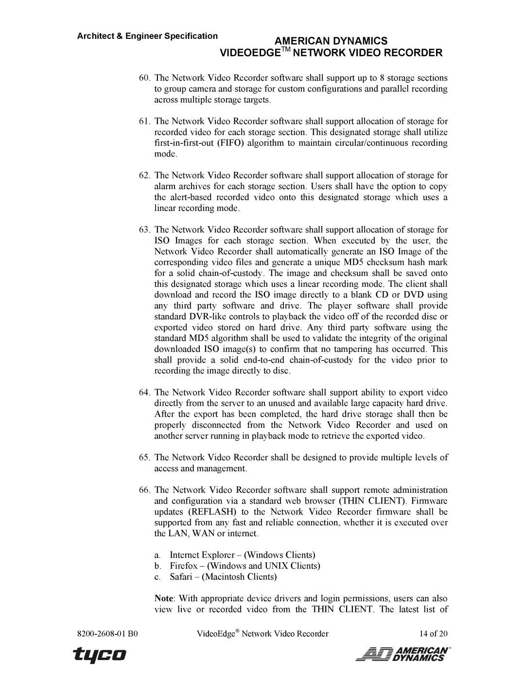 American Dynamics ADNSNVR-CL1 specifications American Dynamics 