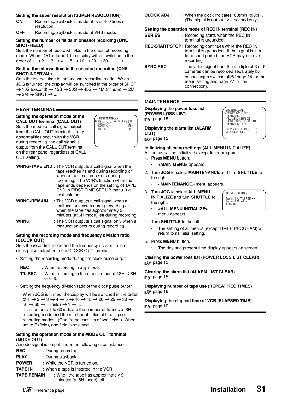 American Dynamics ADV096HD operation manual Shotfield, Shotinterval, Series, Power Loss List, Wrng, Play, Tape 