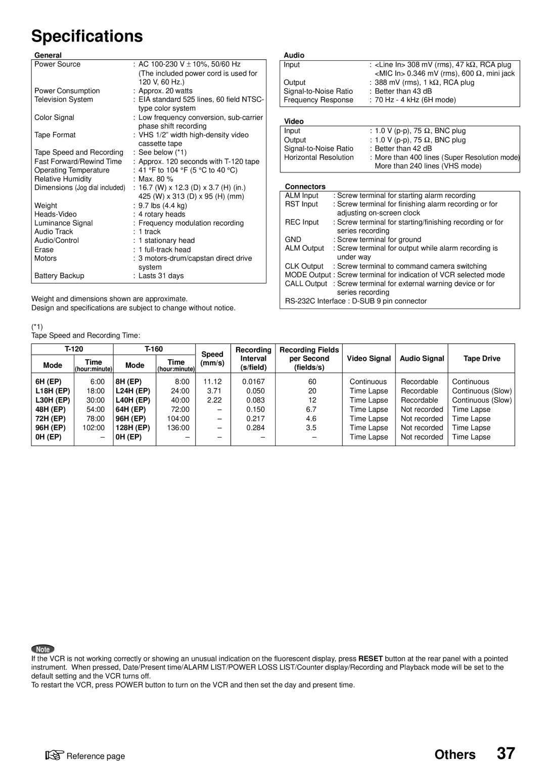 American Dynamics ADV096HD operation manual Specifications, General 