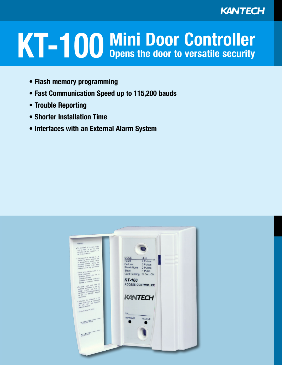 American Dynamics manual KT-100 Mini Door Controller, Opens the door to versatile security 