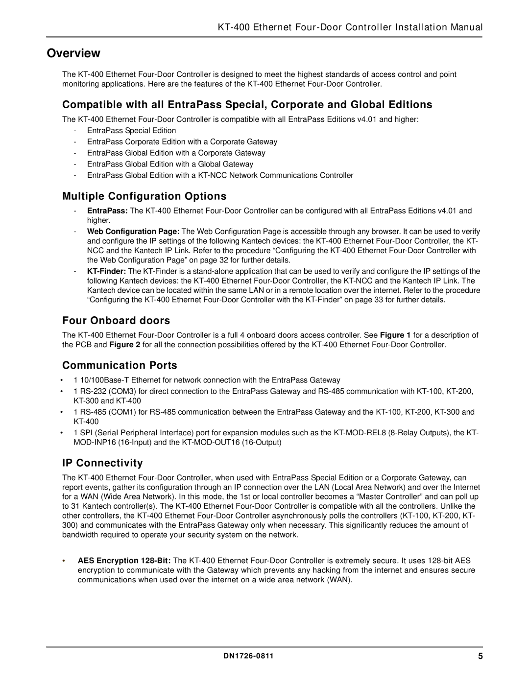 American Dynamics KT-400 installation manual Overview, Multiple Configuration Options 